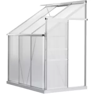 Image of Outsunny - 6 x 4ft Lean to Polycarbonate Greenhouse for Outdoor w/ Sliding Door