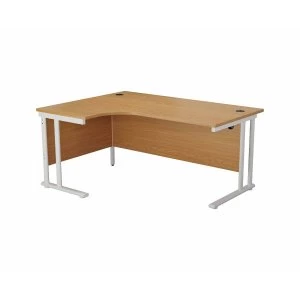 Image of TC Office Start White Cantilever Frame Left Hand Crescent Desk 1800x1200mm, Oak