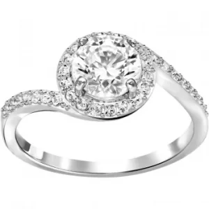 Image of Ladies Swarovski Rhodium Plated Size O Attract Light Ring 55