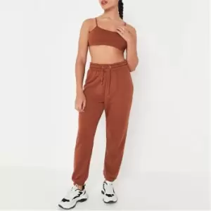 Image of Missguided Coord Jogger and Bralet Set - Brown