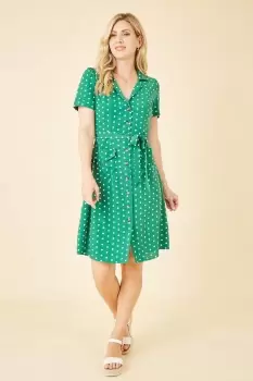 Image of Green Spot Retro Shirt Dress