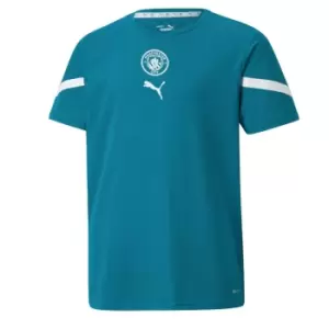Image of 2021-2022 Man City Pre Match Jersey (Ocean Depths) - Kids