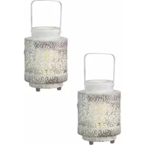 Image of 2 pack Table Lamp Desk Light Black Patina Steel Lantern Shade 1x 60W E27