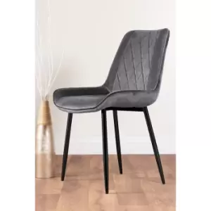 Image of Pesaro Grey Velvet Black Leg Luxury Dining Chairs (Set of 2) - Black