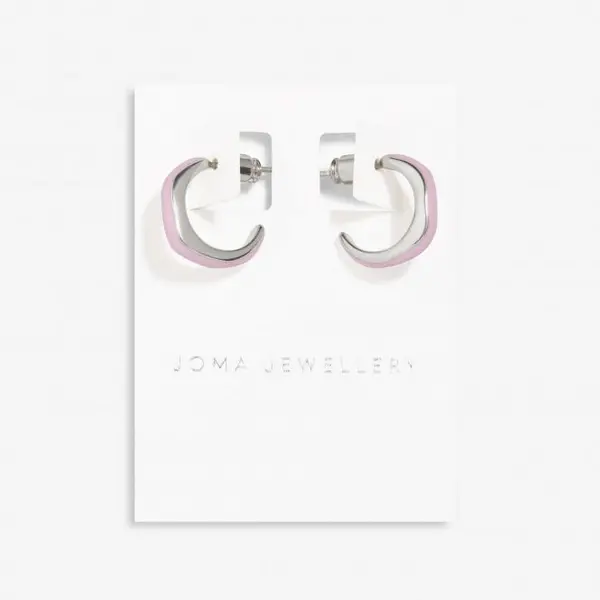 Image of Beau Lilac Enamel Silver Plated Hoop Earrings 7124