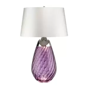 Image of Lena 2 Light Large Plum Table Lamp with Off-white Shade, Plum-tinted Glass , Off-White Shade, E27