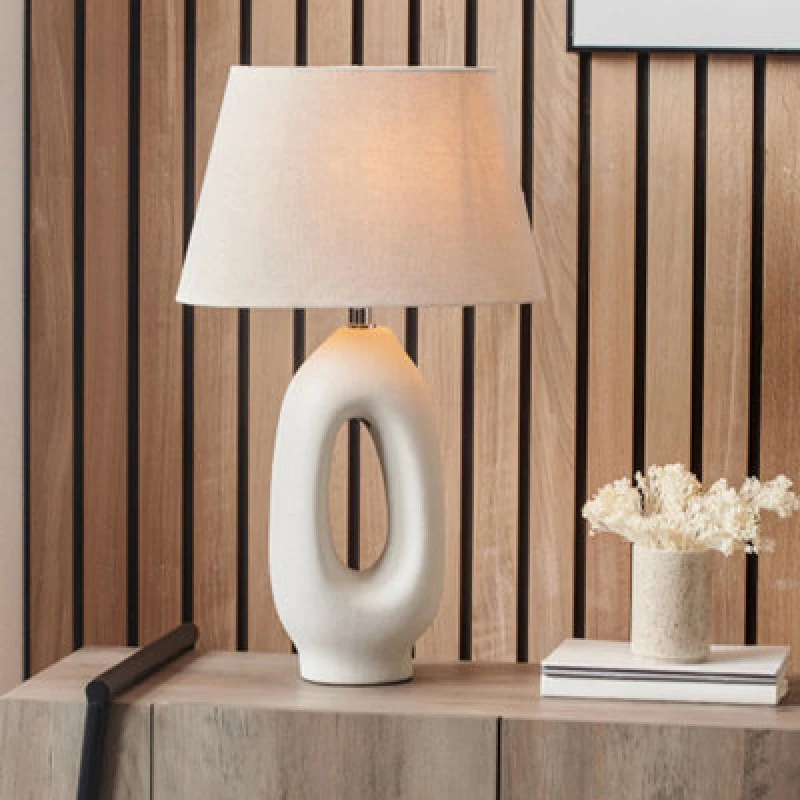 Image of Laila Natural Organic Tall Ceramic Table Lamp Cream