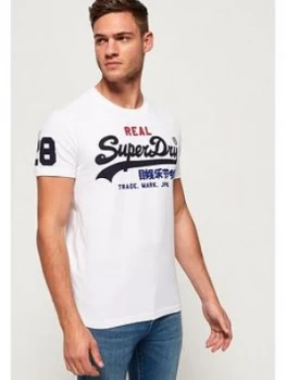 Image of Superdry Vintage Logo Tri Tee - White, Size S, Men