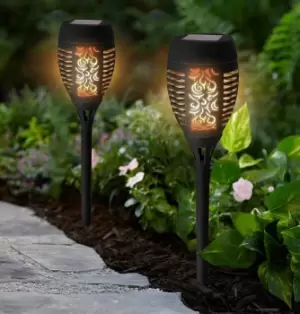 Image of Solalite LED Solar Dancing Flame Torch Stake Light (2 Pack)