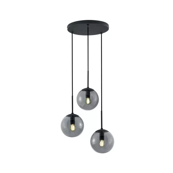 Image of Balini Modern 3 Light Cluster Pendant Ceiling Light Anthracite