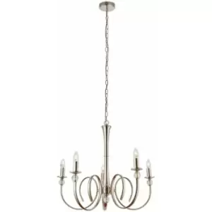Image of Loops - Luxury Hanging Ceiling Pendant Light Bright Nickel & Crystal 5 Lamp Chandelier
