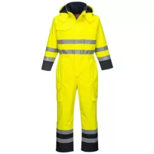 Image of Biz Flame Hi Vis Flame Resistant Rain Multi Coverall Yellow / Navy XL