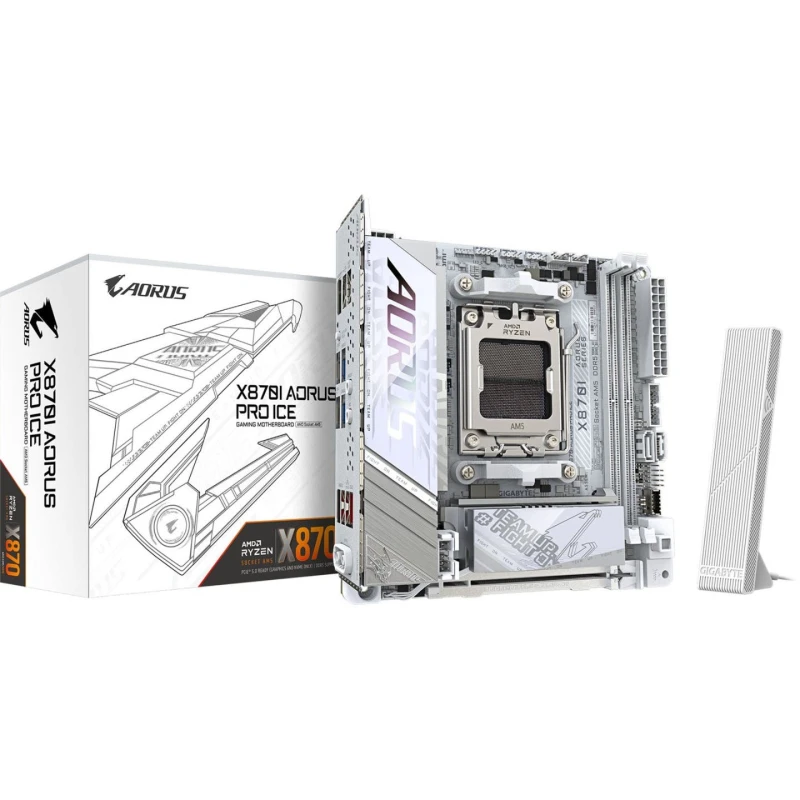 Image of Gigabyte X870I AORUS PRO ICE AMD AM5 Socket DDR5 PCIe 5.0 Mini ITX Motherboard - White