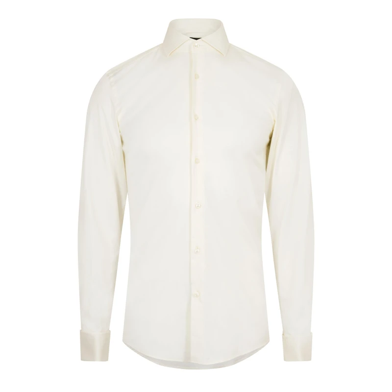 Image of Boss Mens H Hank Spread Long Sleeve Oxford Shirt Natural male 14.5 inch