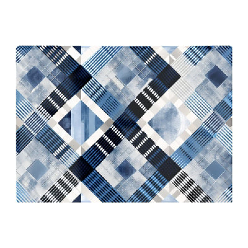Image of Warren Reed Designer Checkered Square Black And Blue Glass Chopping Board
