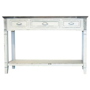 Image of Charles Bentley Shabby Chic Vintage French Style 3-Drawer Console Table
