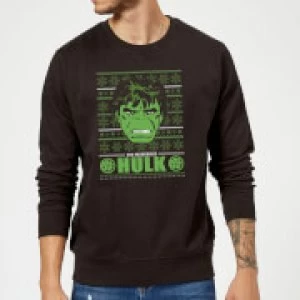 Image of Marvel Comics The Incredible Hulk Retro Face Black Christmas Sweatshirt - M - Black