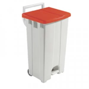 Image of Slingsby Grey 90 Litre Plastic Pedal Bin With Red Lid 357004