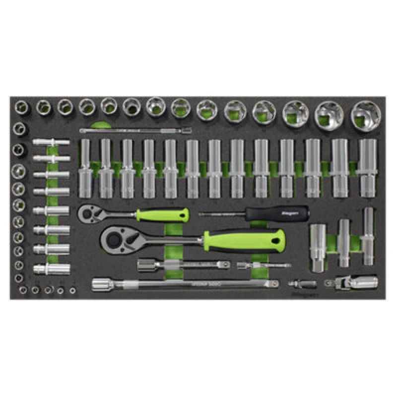 Image of Siegen 62 Piece 1/4" and 1/2" Drive Socket Set in Module Tray S01271 Drive: Combination