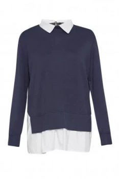 Image of French Connection Fresh Jersey Pleated Back Jumper Blue