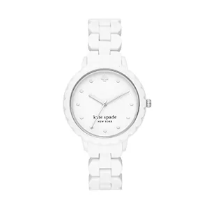 Image of Kate Spade New York Womens Morningside Three-Hand Silicone Watch - White
