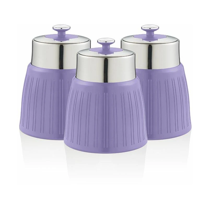 Image of Swan Retro Set of 3 Canisters Purple