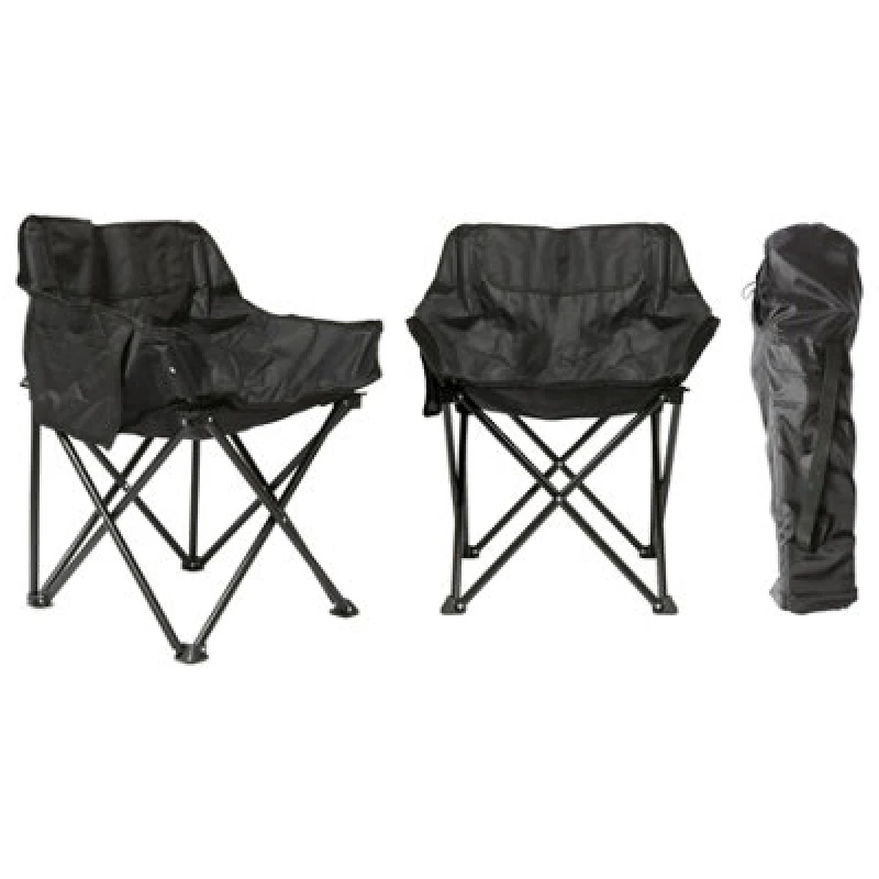 Image of Harbour Housewares Premium Folding Camping Chairs With Pockets & Carry Bag - Black - Pack Of 2