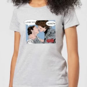 Image of Star Wars Leia Han Solo Love Womens T-Shirt - Grey - S