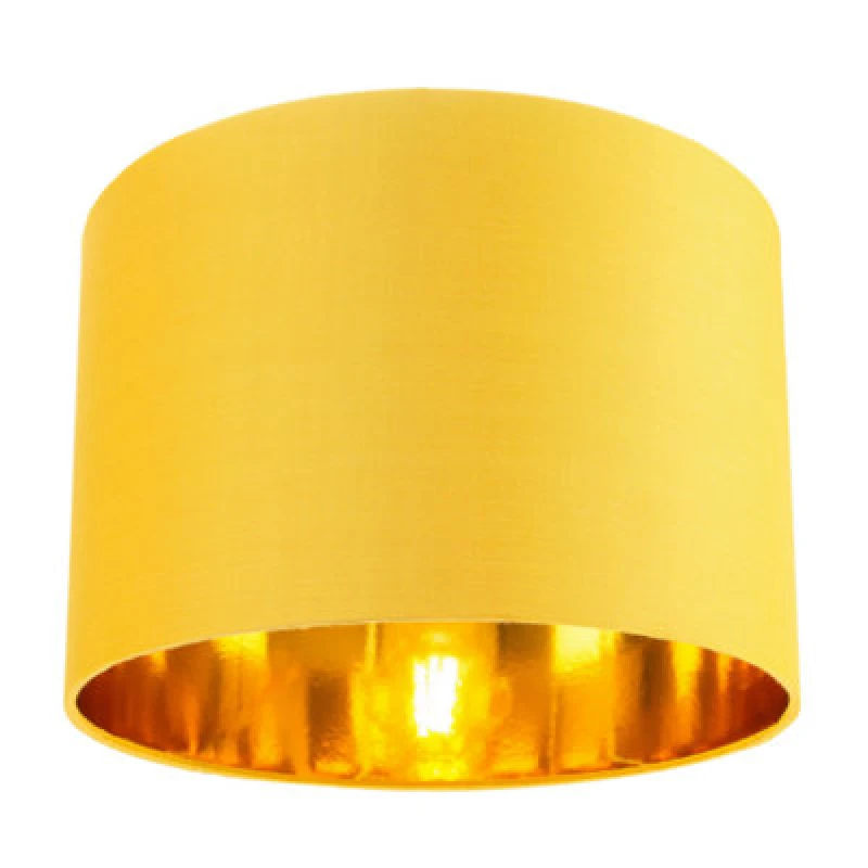 Image of Happy Homewares Contemporary Ochre Cotton 10 Table/pendant Lamp Shade With Shiny Gold Inner