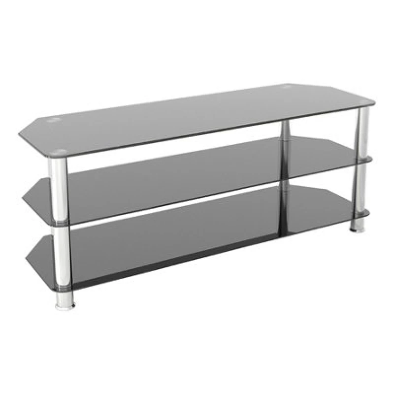Image of AVF SDC1250 SDC1250 125cm Glass Corner TV Stand - Black & Chrome AVF SDC1250