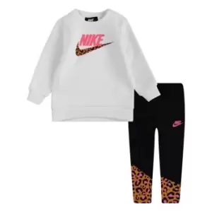 Image of Nike Check Crew Jumper and Leggings Set - White
