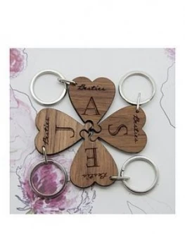 Image of Treat Republic Besties Lucky Clover Wooden Keyring