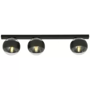 Image of Emibig Fit Black Globe Ceiling Light with Clear,Black Glass Shades, 3x E14