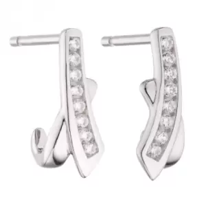 Image of Sterling Silver Crossover Zirconia Stud Earrings E6131C