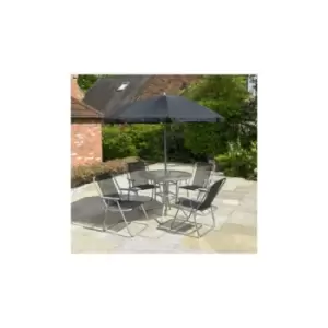 Image of 4 Person Textoline Garden Furniture Patio Set 4 Chairs And Parasol
