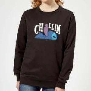 Image of Disney Lilo And Stitch Chillin Womens Sweatshirt - Black - M
