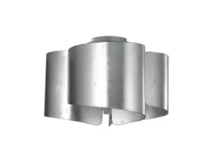 Image of Imagine Curved Glass Semi Flush Ceiling Light, Silver Leaf, E27