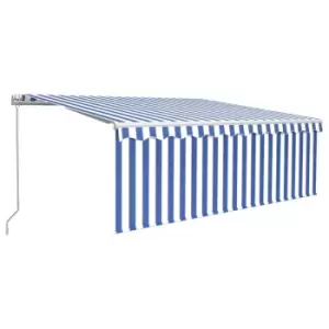 Image of Vidaxl Manual Retractable Awning With Blind 4.5X3M Blue & White