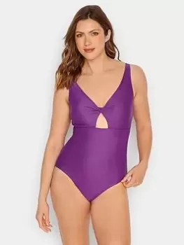 Image of Long Tall Sally Purple Twist Cut Out Swimsuit, Purple, Size 10, Women