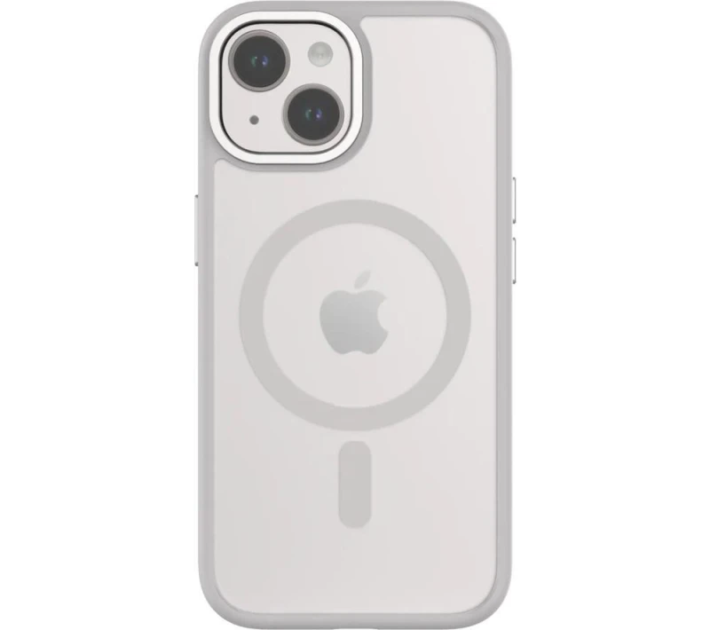 Image of QDOS HYBRID Soft SNAP MagSafe iPhone 15 Case - Clear & Grey, Clear,Silver/Grey 5061008401027