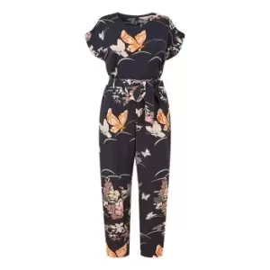Image of Yumi Navy Butterfly Print Jumpsuit - Blue