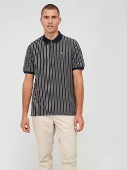 Image of Lyle & Scott Pinstripe Polo Shirt - Dark Navy, Dark Navy, Size S, Men