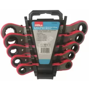 Image of Hilka 5 pce Ratchet Ring Spanner Set Metric