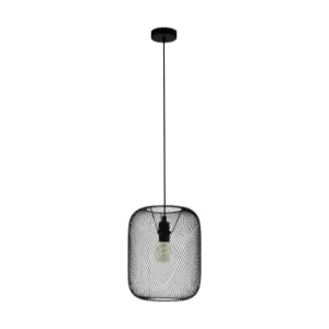 Image of Hanging Ceiling Pendant Light Black Mesh 1 x 60W E27 Hallway Feature Lamp