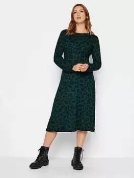 Image of Long Tall Sally Long Sleeve Balloon Tea Dress Bottle Gre, Green, Size 10, Women