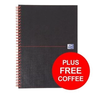 Image of Black n Red B5 Hardback Casebound Notebook 90gm2 144 Pages Ruled Black Pack of 5 OFFER Free Coffee Jan Feb 2019