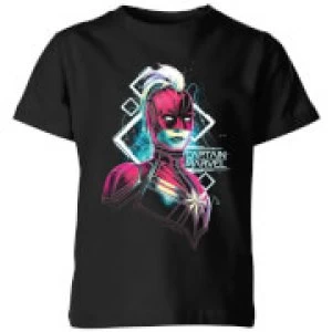 Image of Captain Marvel Neon Warrior Kids T-Shirt - Black - 3-4 Years