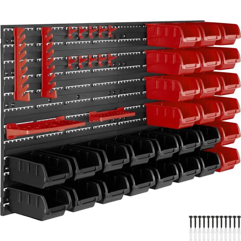 Image of Tectake Small Parts Organiser With 28 Stacking Boxes And Tool Holders - Per Piece - Black