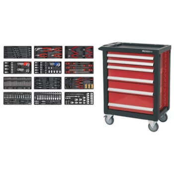 Image of Sealey AP2406TBTC01 Rollcab 6 Drawer + Ball Bearing Slides + 298pc...