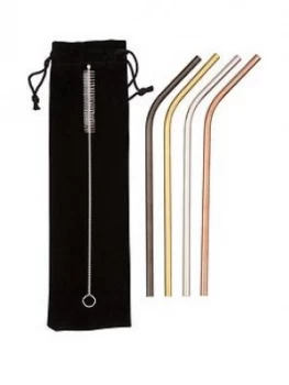 Image of Premier Housewares Mimo Bent Stainless Steel Straws Set Of 4
